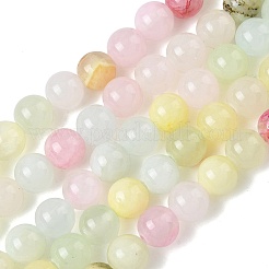 Perles de jade vertes colorées naturelles&nbsp;G-G757-01-10mm