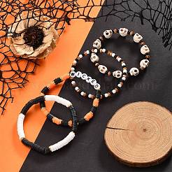 Set di braccialetti elastici da surfista heishi in argilla polimerica 4 pz 4&nbsp;BJEW-TA00254