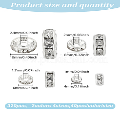 320 Stück 8 Stile Unterlegscheibe Messing Strass Abstandsperlen&nbsp;KK-LP0001-57