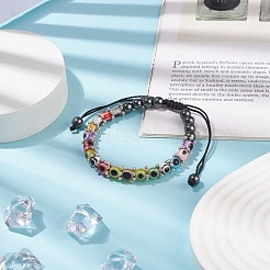 Malocchio in resina e braccialetto di perline intrecciate in ematite sintetica&nbsp;BJEW-JB08401