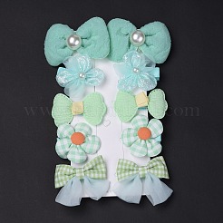 5 paire de pinces à cheveux en alligator en polyester avec nœud papillon et fleur&nbsp;PHAR-C012-01B