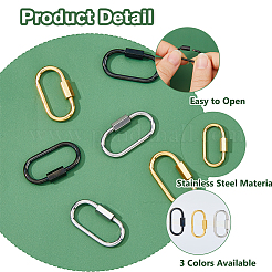 6 Stück 3 Farben 304 Edelstahl Schraubkarabiner Schloss Charms&nbsp;STAS-HS0001-74