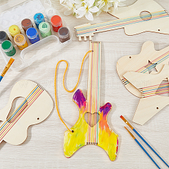12 Stück 6 Stile unvollendete Holzgitarrenanhänger für Malkunst&nbsp;WOOD-ME0001-22