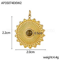 Anhänger aus Edelstahl 304 und Perlen aus natürlichen und synthetischen Edelsteinen&nbsp;STAS-OY005-99G