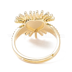 Bague réglable soleil coeur oxyde de zirconium noir&nbsp;RJEW-C028-03G