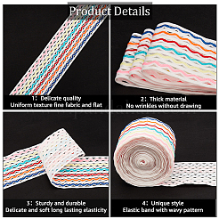 Cordon élastique plat ondulé en polyester de couleur arc-en-ciel de 5 m&nbsp;OCOR-GF0003-85D