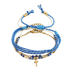 Set di 3 bracciale intrecciato regolabile con perline di lapislazzuli naturale&nbsp;IL6512-3