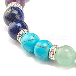 Bracelet extensible en perles rondes avec pierres précieuses mélangées naturelles et synthétiques avec étoile en alliage avec arbre&nbsp;BJEW-JB07868