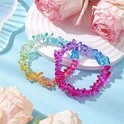 Stretch-Kinderarmbänder aus Glassplitterperlen in Regenbogenfarben für Mädchen&nbsp;BJEW-JB10779