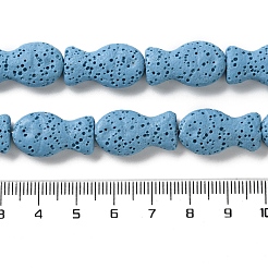 Brins de perles de pierre de lave naturelle teintées de poisson&nbsp;G-O126-01A-01