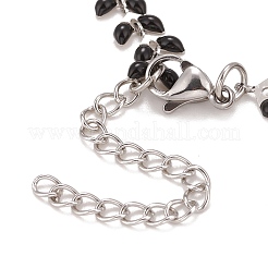 Emaille-Weizen-Gliederketten-Armband&nbsp;BJEW-P271-02P