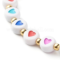 Pulsera elástica con cuentas acrílicas opacas de corazón para mujeres adolescentes&nbsp;BJEW-JB06860