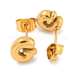 Pendientes de botón de acero inoxidable 304 con letras grandes para mujer&nbsp;EJEW-G386-01G-G