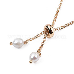 Bracciale scorrevole intrecciato con perle naturali e vetro&nbsp;BJEW-N018-01E