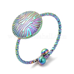Anello polsino aperto rotondo piatto in acciaio inossidabile 304 placcato ionica (ip) per donna&nbsp;RJEW-M149-14RC