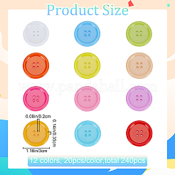 240 Stück 12 Farben Kunststoffknopf&nbsp;KY-CP0001-01