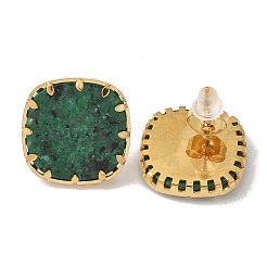 Orecchini a bottone quadrati turchesi in acciaio inossidabile 304 per donna&nbsp;EJEW-R010-01G-04