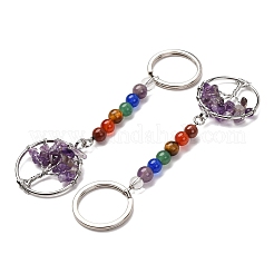 Edelstein und natürliches Amethyst Chakra keychain&nbsp;KEYC-P037-B02
