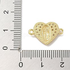 Placcatura in ottone micro pavé zirconi cubici trasparenti religione cuore vergine maria connettore ciondoli&nbsp;KK-L224-099G-05