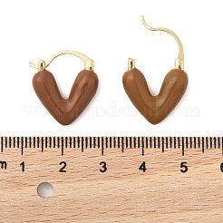 Boucles d'oreilles créoles en forme de coeur en laiton&nbsp;EJEW-R013-03G