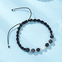 Bracelets tressés en perles rondes de pierre de lune blanche naturelle&nbsp;BJEW-JB12917-03