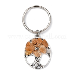 Portachiavi con ciondolo albero della vita in avventurina rossa naturale e lega&nbsp;KEYC-JKC00648-01