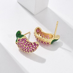 Boucles d'oreilles à tige en laiton et micro pavé de zircons cubiques&nbsp;EJEW-M077-06G