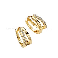 Orecchini a cerchio a due strati in ottone micro pavé di zirconi cubici trasparenti&nbsp;FS-WG85B42-01