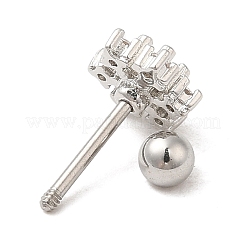 Orecchini a bottone in ottone con zirconi chiari e micro pavè&nbsp;EJEW-L265-04P