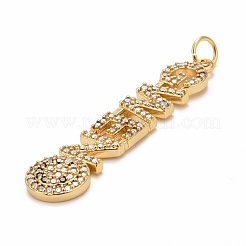 Placage de crémaillère en laiton micro pavé pendentifs en zircone cubique claire&nbsp;KK-M229-22G