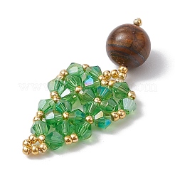 Pendentifs tissés en œil de tigre naturel et perles de verre&nbsp;PALLOY-MZ00364-03