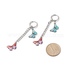 Boucles d'oreilles créoles pendantes papillon en alliage d'émail&nbsp;EJEW-JE05057