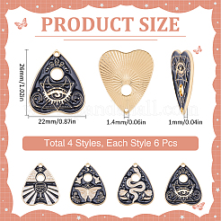 24 pièces 4 styles de pendentifs en alliage d'émail&nbsp;ENAM-SC0004-94G
