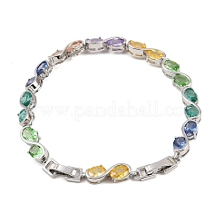 Tennisarmbänder aus platinfarbenem Messing mit Mikropavé-Fassung aus Zirkonia&nbsp;BJEW-B160-04P-01