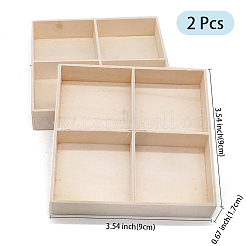 2 Stück quadratische Schmucktabletts aus Holz mit 4 Gittern.&nbsp;AJEW-DJ0001-94A