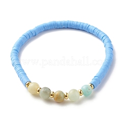 Heishi-Perlen-Stretch-Armbänder aus runden Steinen und Fimo&nbsp;BJEW-JB07436