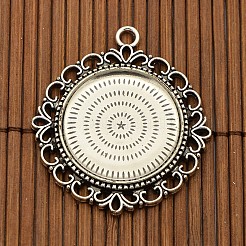 Cabochon in vetro trasparente tondo piatto da 25 mm e cabochon pendenti in lega per fai da te&nbsp;DIY-X0192-AS