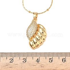 Halsketten mit Anhänger aus 304 Edelstahl mit Mikropflaster und klarem Zirkonia für Damen&nbsp;LS-NJEW-Z103-01G-03