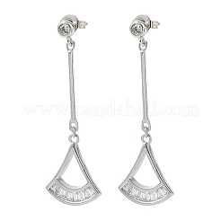 Fächerförmige Ohrstecker aus Messing mit Mikropavé und klaren Zirkonia&nbsp;LS-EJEW-F383-12P