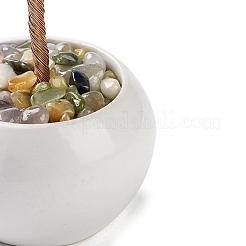 Décorations d'arbre en quartz jaune naturel et copeaux d'aventurine verte&nbsp;DJEW-M012-01C