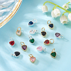 14 Stück 14 Farben Messing Micro Pave Zirkonia Anhänger&nbsp;KK-TA0002-09