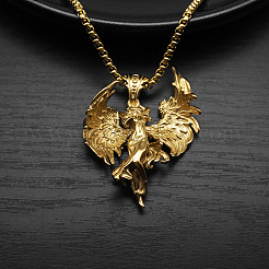 Collana con ciondolo a forma di dea con ali d'angelo in acciaio inossidabile 304 per uomo e donna&nbsp;WG939A7-02