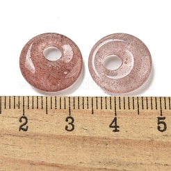 Natürliche Erdbeerquarz Donut/Pi Disc Charms&nbsp;G-G142-02D
