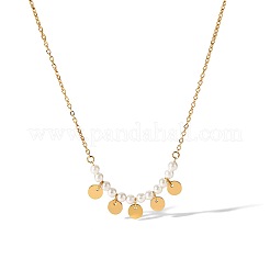 Elegante Halsketten aus Edelstahl mit Kunstperlen und Scheiben für Damen&nbsp;CZ7605