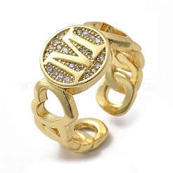 Anelli da donna aperti con micro pavé di zirconi cubici trasparenti in ottone&nbsp;RJEW-K289-02G-M