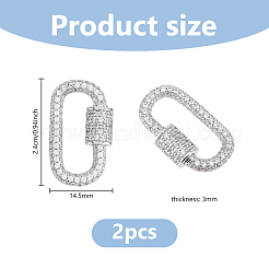 2 Stück Messing Micro Pave klare Zirkonia Schraubkarabiner Verschluss Charms&nbsp;ZIRC-DC0001-38P