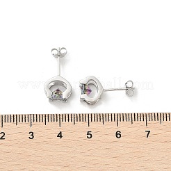 925 aretes de plata de ley con rhinestone y moissanita&nbsp;EJEW-U042-02P