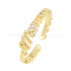Anillos abiertos tipo brazalete de latón con microengaste de circonitas cúbicas para el Día de la Madre&nbsp;CU-CBACDF6-07G-02