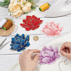 4 Stück dekorative Stoffflicken mit Blumenmotiv&nbsp;DIY-FG0005-65
