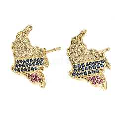 Boucles d'oreilles en laiton avec micro pavé de zircons cubiques pour femmes&nbsp;KK-CBAED06-01G